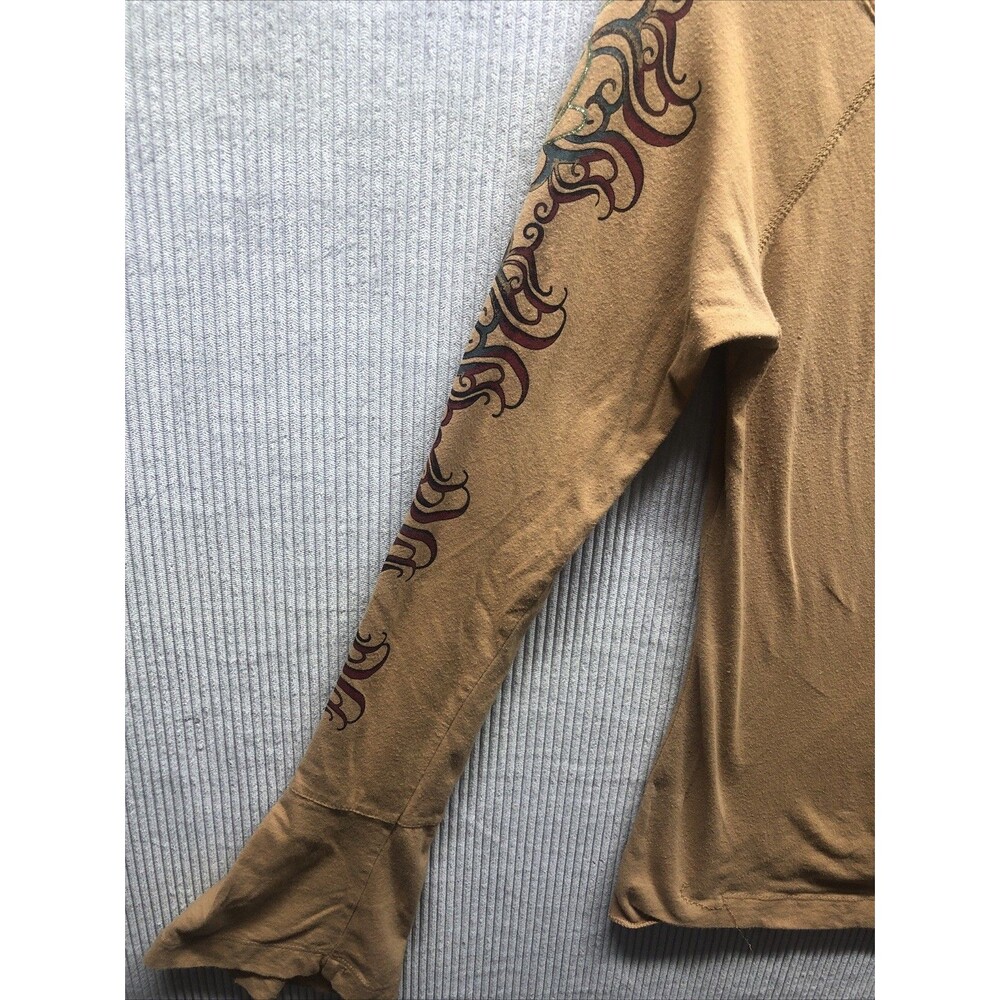 Vintage Baby Phat Top Size M Brown Graphic Flare Sleeve Y2K Throwback - Picture 2 of 16